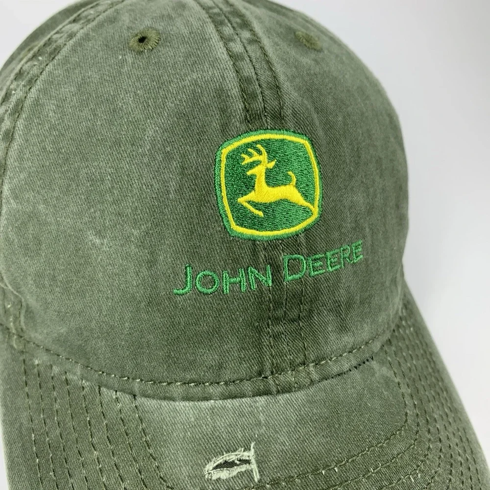 John Deere Hat Ponytail Opening Distressed Green OSFW Infinity Her Baseball Cap